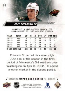 2022-23 Upper Deck #88 Joel Eriksson Ek Back