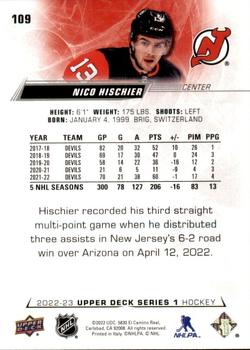 2022-23 Upper Deck #109 Nico Hischier Back