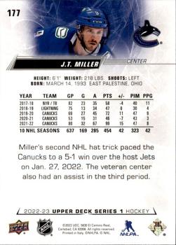 2022-23 Upper Deck #177 J.T. Miller Back