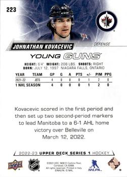 2022-23 Upper Deck #223 Johnny Kovacevic Back