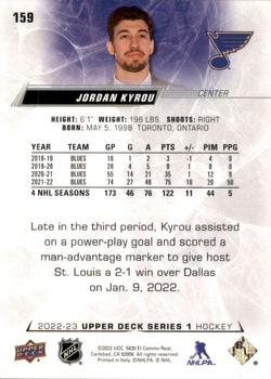 2022-23 Upper Deck #159 Jordan Kyrou Back