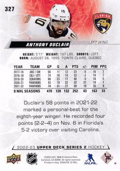 2022-23 Upper Deck #327 Anthony Duclair Back