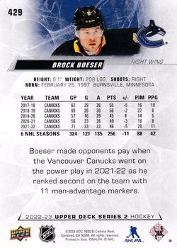 2022-23 Upper Deck #429 Brock Boeser Back