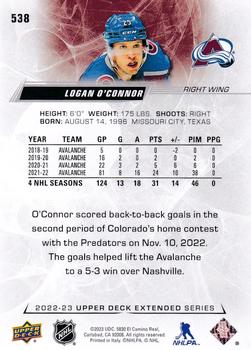 2022-23 Upper Deck #538 Logan O'Connor Back