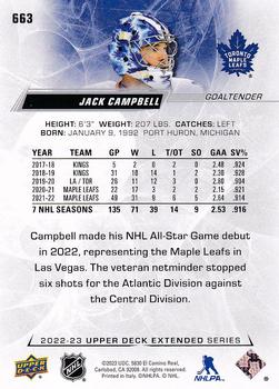2022-23 Upper Deck #663 Jack Campbell Back