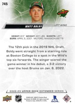 2022-23 Upper Deck #745 Matt Boldy Back