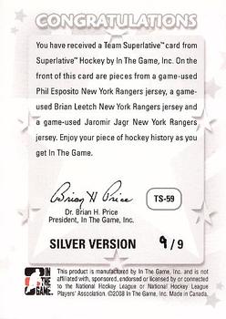 2008 In The Game Superlative Spring Expo Team Superlative #TS-59 Phil Esposito / Brian Leetch / Jaromir Jagr Back