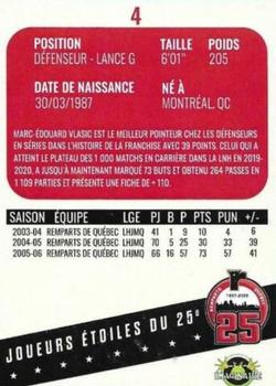 2021-22 Quebec Remparts (QMJHL) 25th Anniversary #4 Marc-Edouard Vlasic Back
