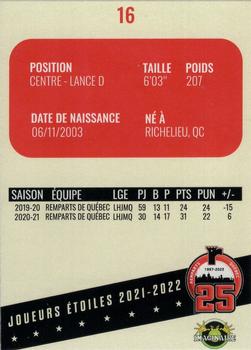 2021-22 Quebec Remparts (QMJHL) 25th Anniversary #16 Nathan Gaucher Back