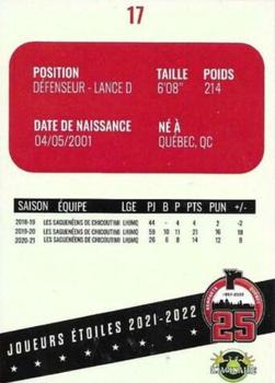 2021-22 Quebec Remparts (QMJHL) 25th Anniversary #17 Louis Crevier Back