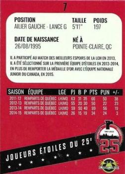 2021-22 Quebec Remparts (QMJHL) 25th Anniversary - Red (Rouge) #7 Anthony Duclair Back
