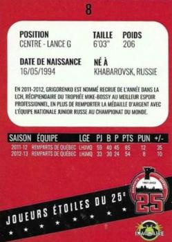 2021-22 Quebec Remparts (QMJHL) 25th Anniversary - Red (Rouge) #8 Mikhail Grigorenko Back