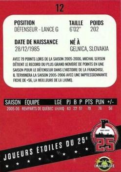 2021-22 Quebec Remparts (QMJHL) 25th Anniversary - Red (Rouge) #12 Michal Sersen Back
