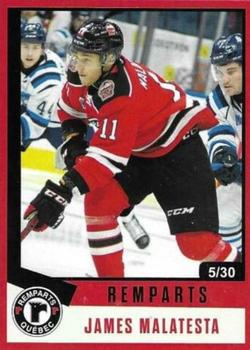 2021-22 Quebec Remparts (QMJHL) 25th Anniversary - Red (Rouge) #15 James Malatesta Front