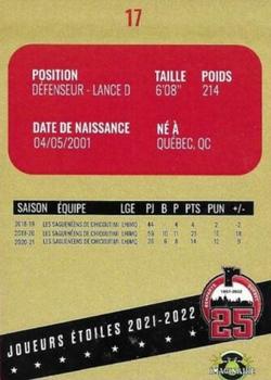 2021-22 Quebec Remparts (QMJHL) 25th Anniversary - Bronze #17 Louis Crevier Back