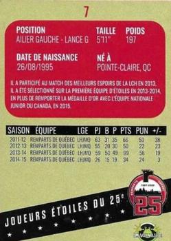 2021-22 Quebec Remparts (QMJHL) 25th Anniversary - Gold (Or) #7 Anthony Duclair Back