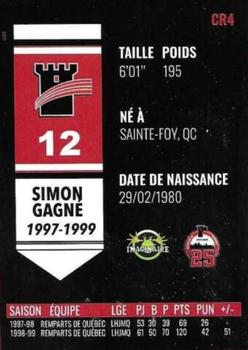 2021-22 Quebec Remparts (QMJHL) 25th Anniversary - Our Legends Black (Nos Legendes Noir) #CR4 Simon Gagne Back
