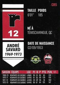 2021-22 Quebec Remparts (QMJHL) 25th Anniversary - Our Legends Black (Nos Legendes Noir) #CR5 Andre Savard Back