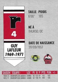 2021-22 Quebec Remparts (QMJHL) 25th Anniversary - Our Legends Silver (Nos Legendes Argent) #CR1 Guy Lafleur Back