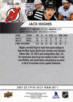 2021-22 Upper Deck New Jersey Devils #NJD-JH Jack Hughes Back