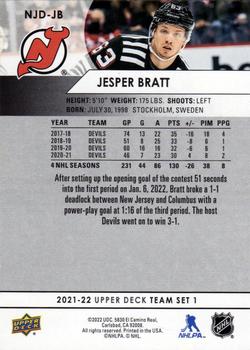 2021-22 Upper Deck New Jersey Devils #NJD-JB Jesper Bratt Back