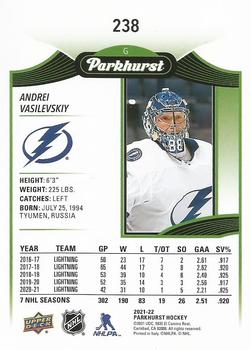 2021-22 Parkhurst #238 Andrei Vasilevskiy Back