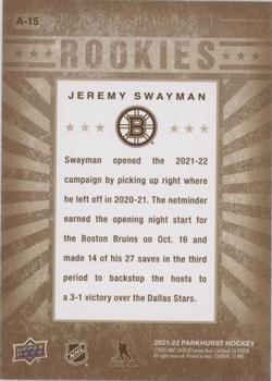 2021-22 Parkhurst - 2005-06 Retro Achievements #A-15 Jeremy Swayman Back
