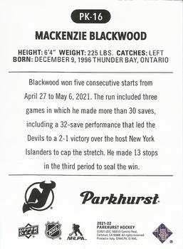 2021-22 Parkhurst - Parkies #PK-16 Mackenzie Blackwood Back