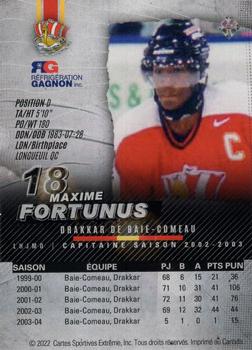 2021-22 Extreme Baie-Comeau Drakkar (QMJHL) Captain Series #10 Maxime Fortunus Back