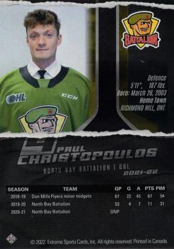 2021-22 Extreme North Bay Battalion (OHL) #3 Paul Christopoulos Back