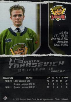 2021-22 Extreme North Bay Battalion (OHL) #9 Nikita Tarasevich Back