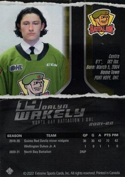 2021-22 Extreme North Bay Battalion (OHL) #10 Dalyn Wakely Back
