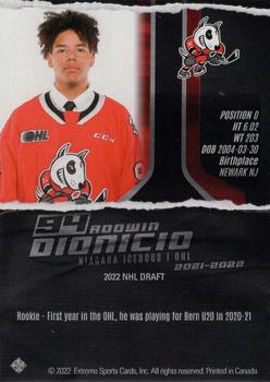 2021-22 Extreme Niagara IceDogs (OHL) #22 Rodwin Dionicio Back
