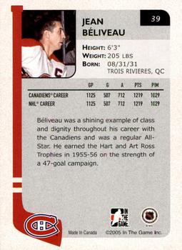 2004-05 In The Game Franchises Canadian - SportsFest Chicago #39 Jean Beliveau Back