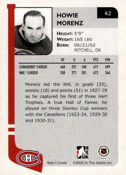 2004-05 In The Game Franchises Canadian - SportsFest Chicago #42 Howie Morenz Back