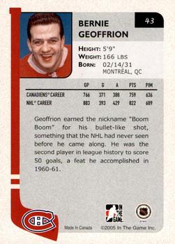 2004-05 In The Game Franchises Canadian - SportsFest Chicago #43 Bernie Geoffrion Back