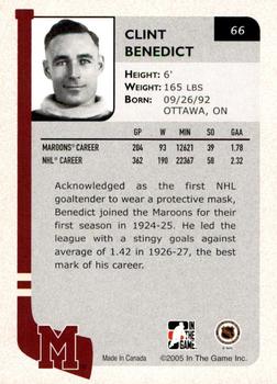 2004-05 In The Game Franchises Canadian - SportsFest Chicago #66 Clint Benedict Back