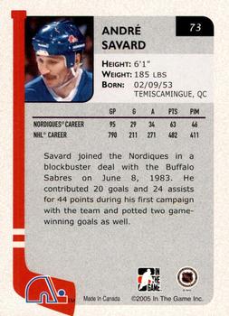 2004-05 In The Game Franchises Canadian - SportsFest Chicago #73 Andre Savard Back