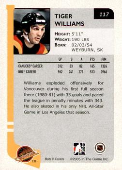 2004-05 In The Game Franchises Canadian - SportsFest Chicago #117 Tiger Williams Back