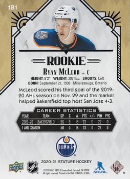 2020-21 Upper Deck Stature - Blue #181 Ryan McLeod Back