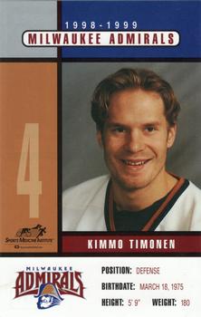 1998-99 Milwaukee Admirals (IHL) #NNO Kimmo Timonen Front