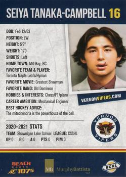 2021-22 Vernon Vipers (BCHL) #9 Seiya Tanaka-Campbell Back