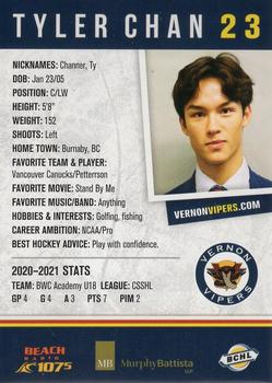 2021-22 Vernon Vipers (BCHL) #14 Tyler Chan Back