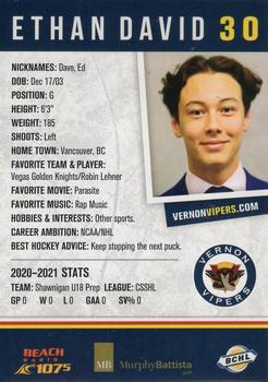 2021-22 Vernon Vipers (BCHL) #21 Ethan David Back