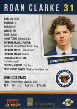 2021-22 Vernon Vipers (BCHL) #22 Roan Clarke Back