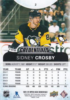 2021-22 Upper Deck Credentials #2 Sidney Crosby Back