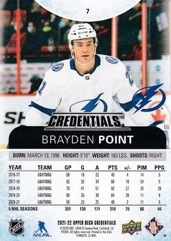 2021-22 Upper Deck Credentials #7 Brayden Point Back