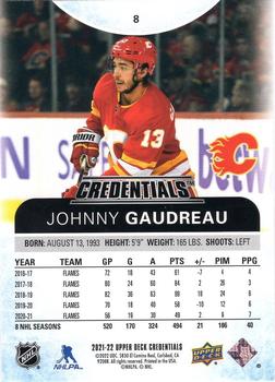 2021-22 Upper Deck Credentials #8 Johnny Gaudreau Back