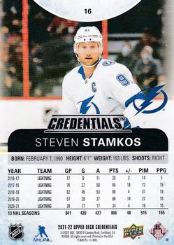 2021-22 Upper Deck Credentials #16 Steven Stamkos Back