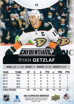 2021-22 Upper Deck Credentials #33 Ryan Getzlaf Back